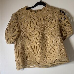 SHEIN Tan Lace Blouse
